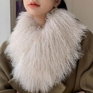 Genuine Tibet Lamb Collar Scarf (Cream)
